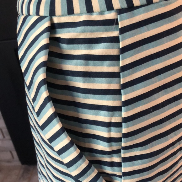 Pink Martini Blue White Stripe Front Pleats Pockets Skirt size Large - Picture 5 of 12